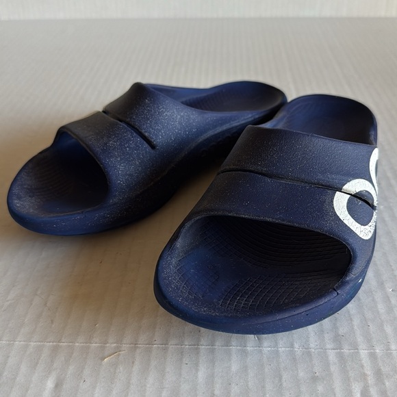 Oofos Ooahh Blue Sport Slide Sandals - Picture 3 of 11